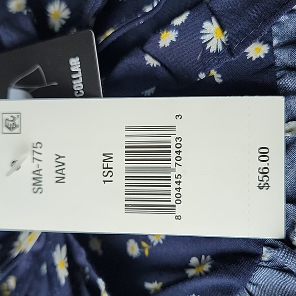 Steve Madden Navy Floral Tie-Front Shrug Detachable Collar Bohemian - Picture 4 of 5